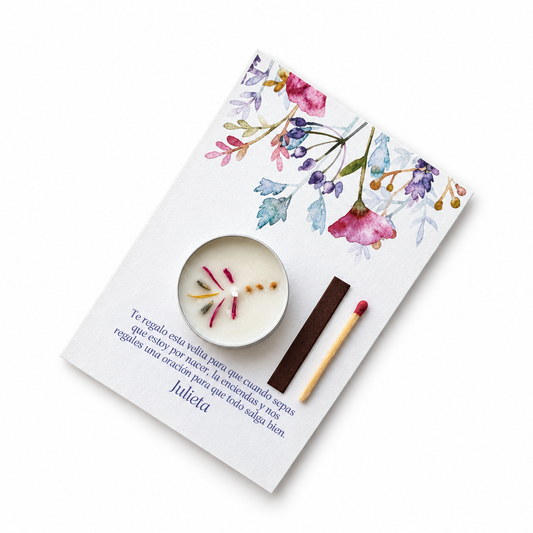 tarjeta personalizada: vela + cerillo